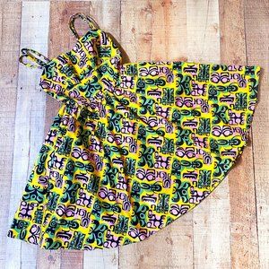 Pinup Couture Tiki Print Vera Betsey Palm Springs Sundress Summer Dress S